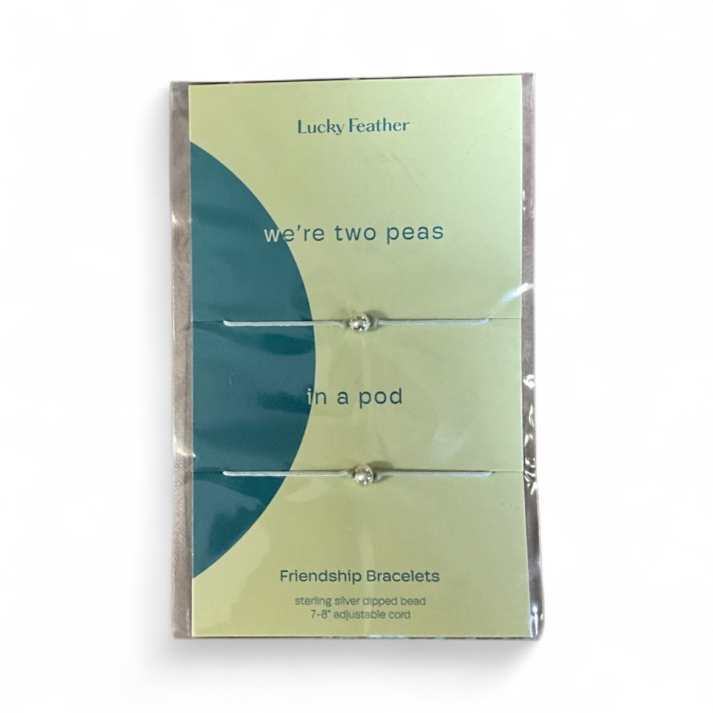 Lucky Feather Friendship Bracelets “We’re Two Peas in a Pod” New in Packaging